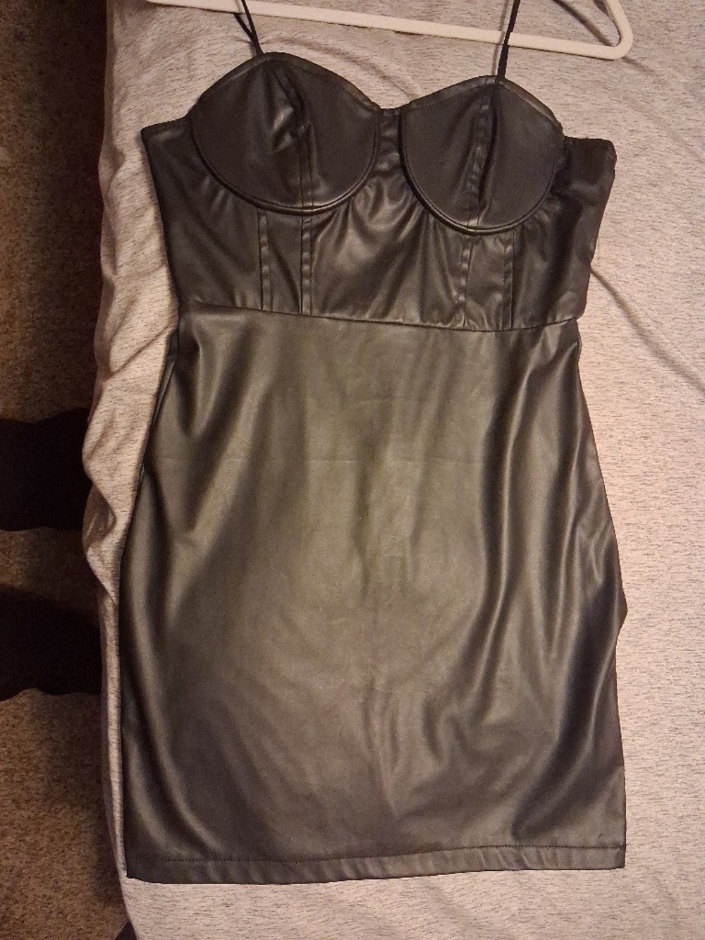 Miss Selfridge Black Faux Leather Bustier Mini Dress